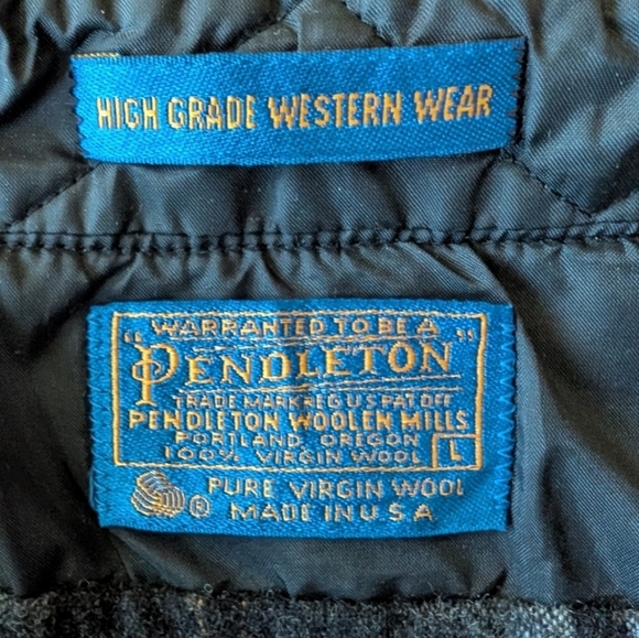 Pendleton Shacket Shirt Virgin Wool Plaid Black Grey Snap Front Women's Large - Picture 9 of 14